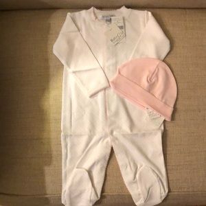 Baby CZ Pink/White Onesie and Matching Hat